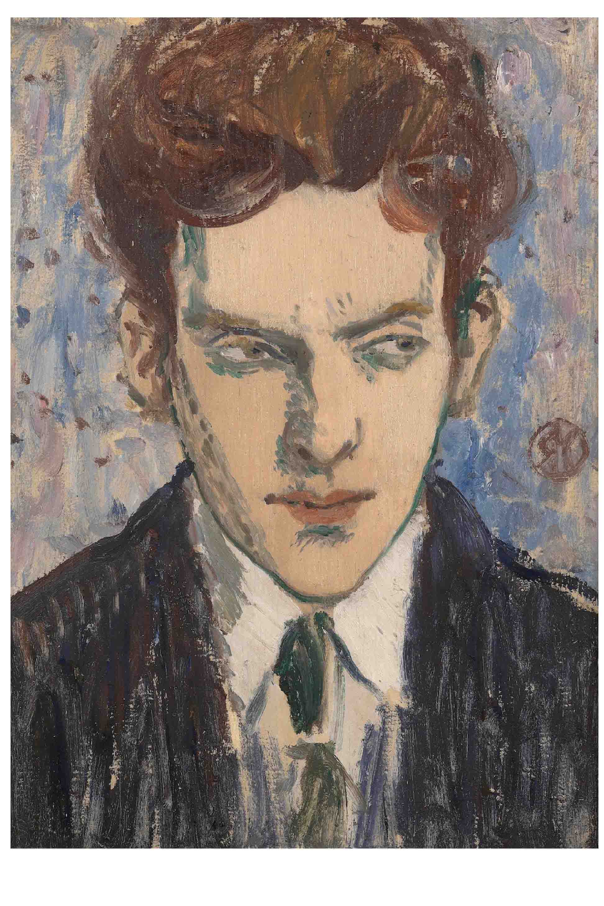 Portrait of a man with red hair, wearing a suit and tie.