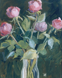 Pink roses in a vase.