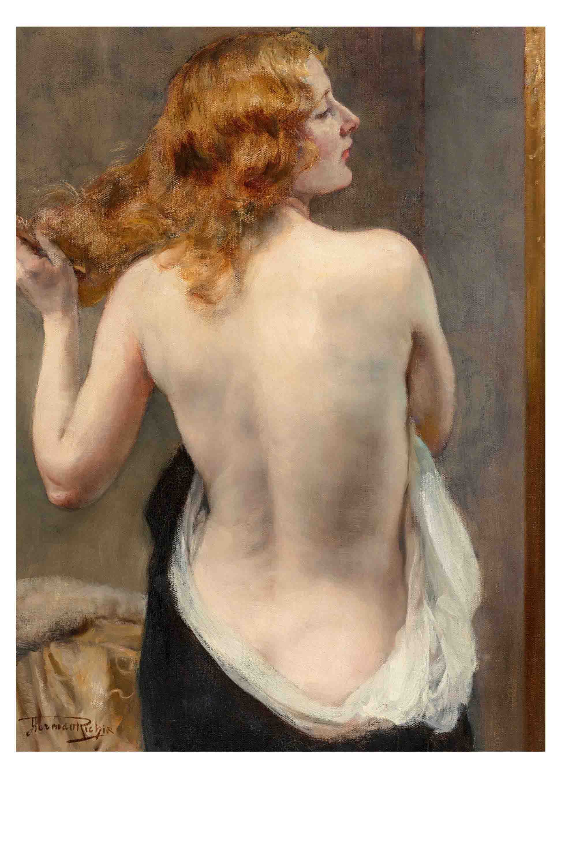 AP37.2 Painting of a redhead woman looking over her shoulder