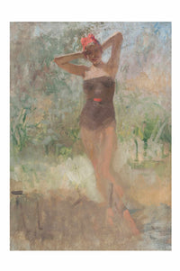 Art print of a woman in a swimsuit, Badende
