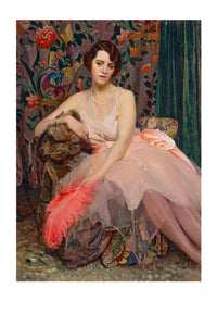 Art print of Dorothy in pink dress with feather