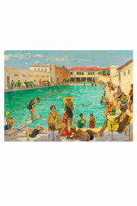 Vintage Florida pool scene art print