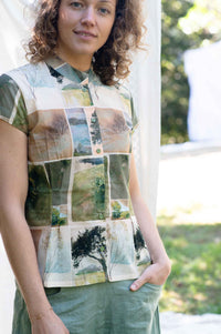 Audrey Top Nature Studies shirt with landscape print