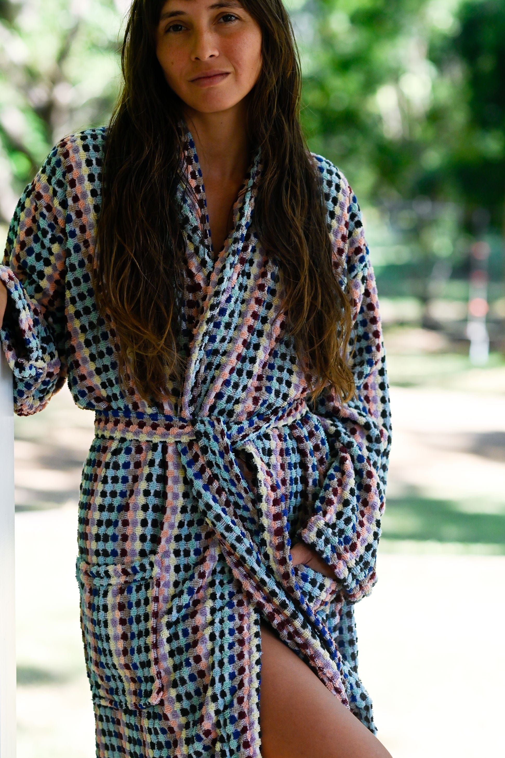 Upcycled Cotton Pom Pom Bath Robe