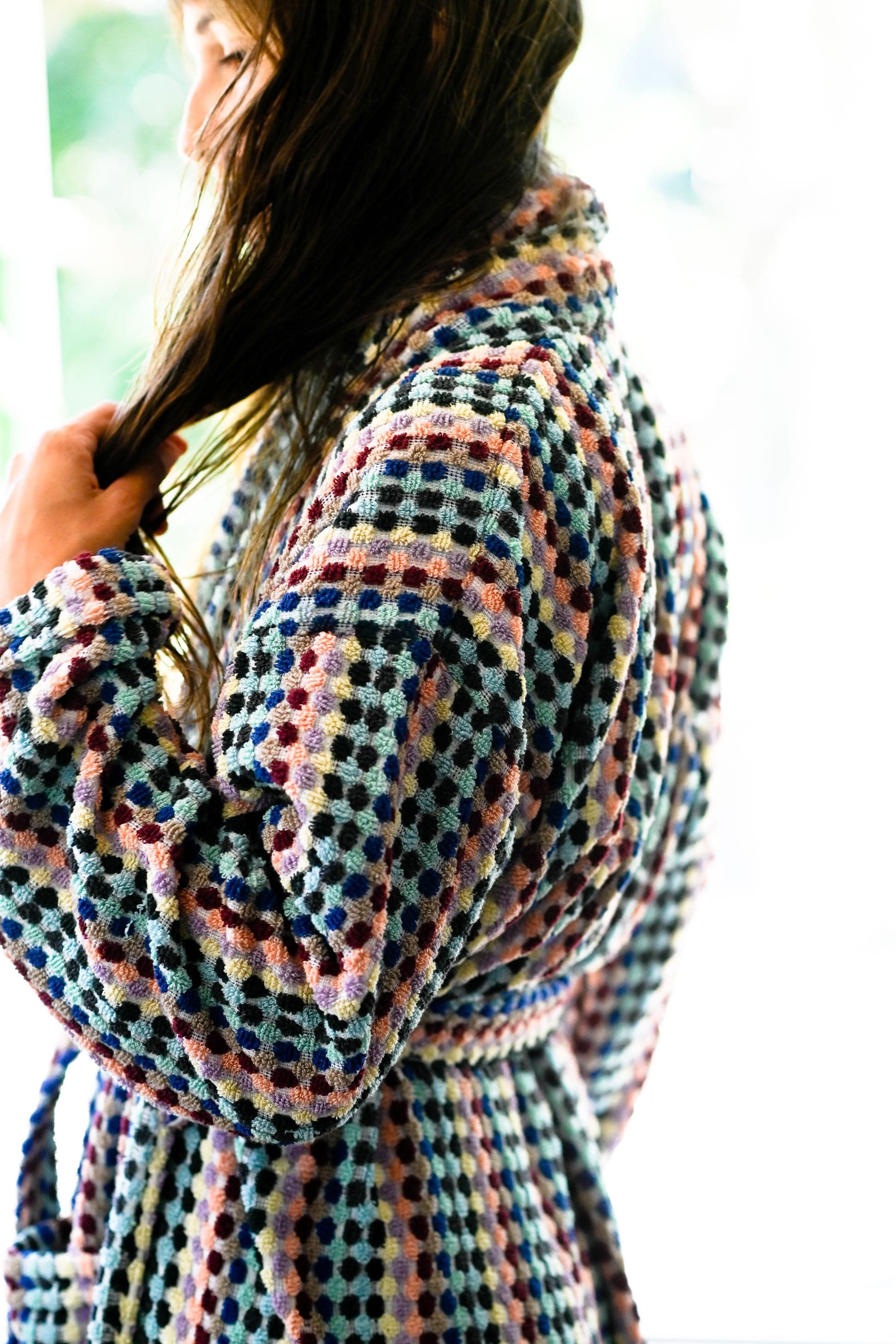 Upcycled Cotton Pom Pom Bath Robe