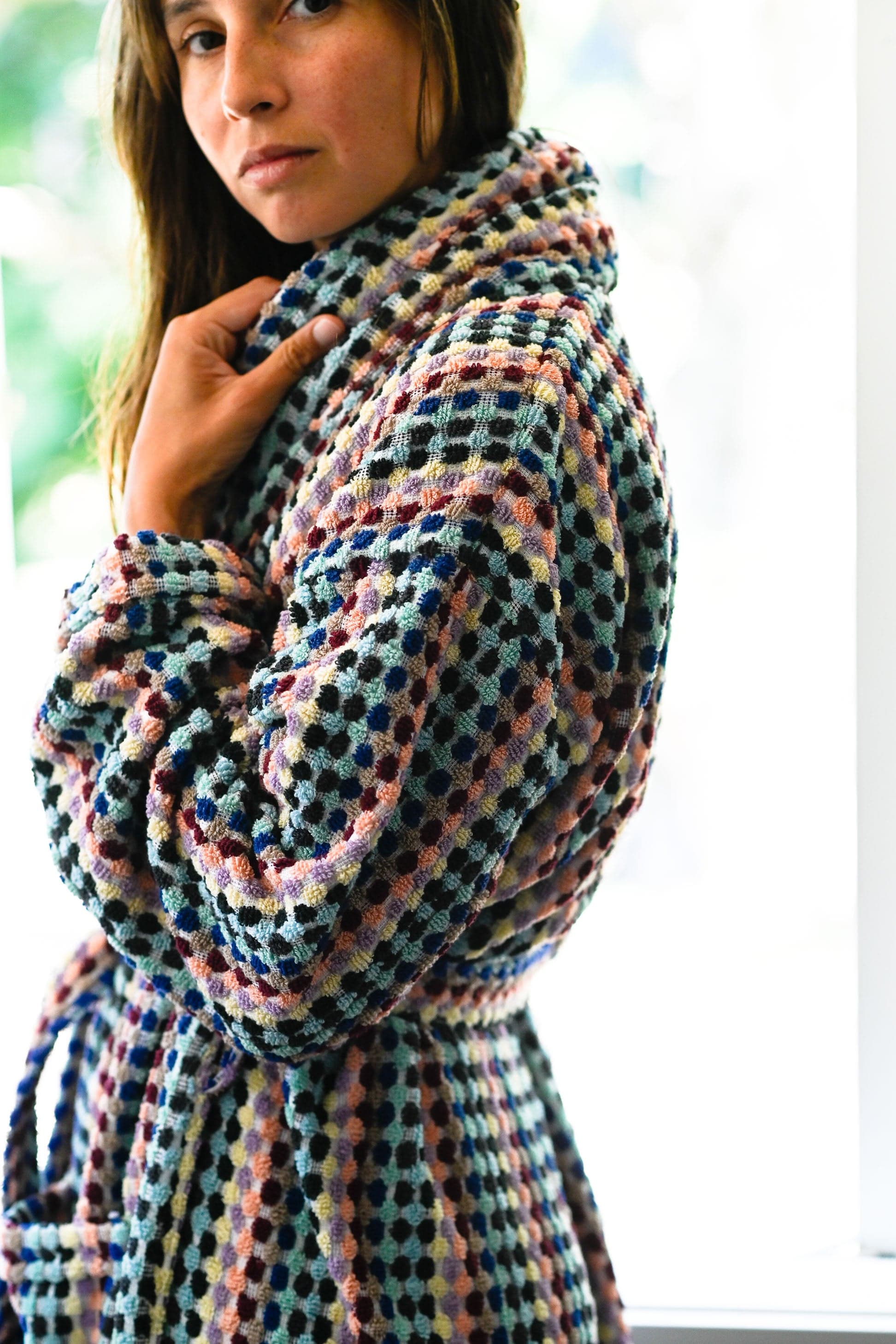 Upcycled Cotton Pom Pom Bath Robe