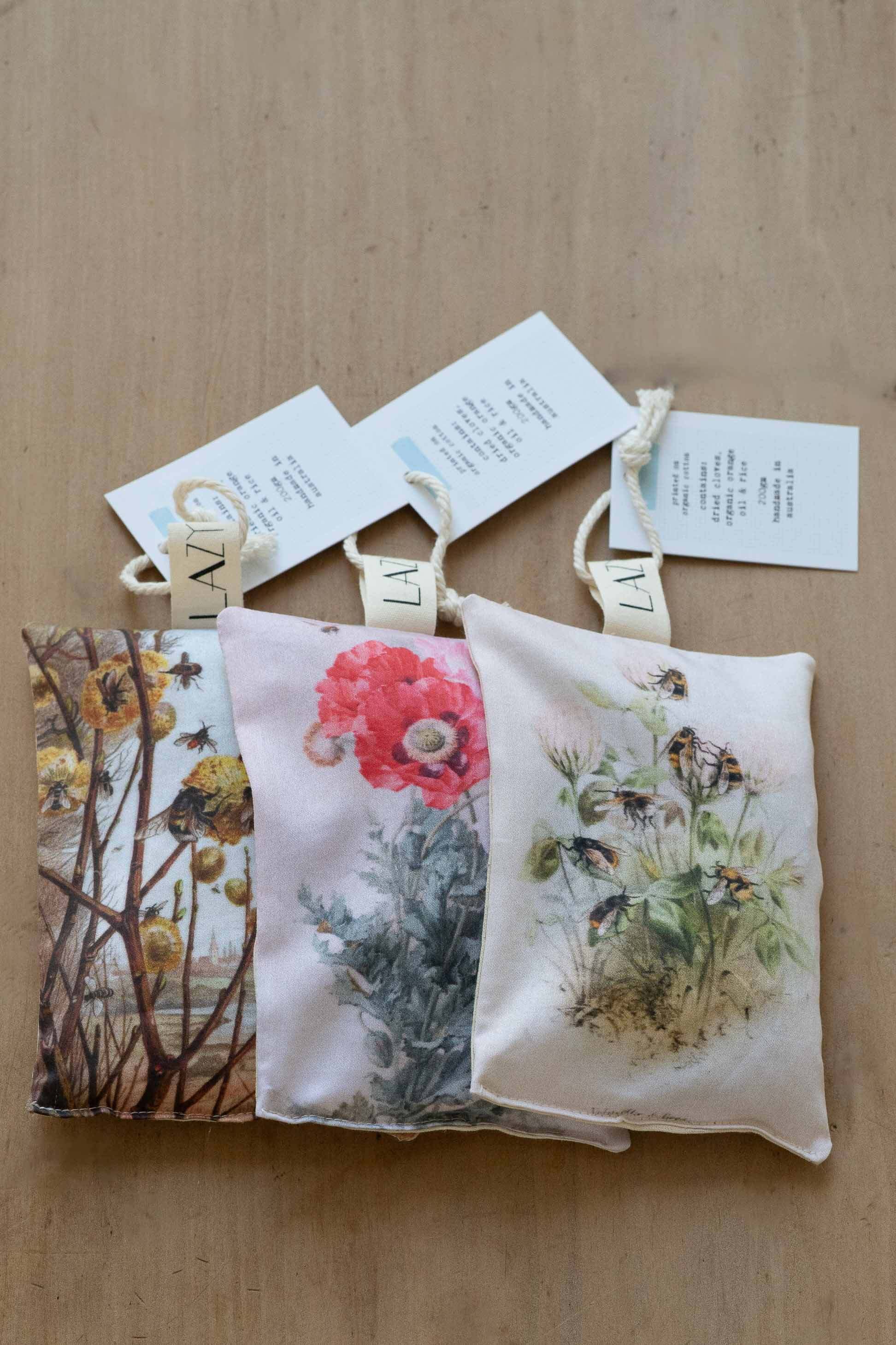 Orange Bee Sachet with floral designs