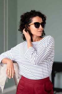 Bella wearing Solent Tee & sunglasses