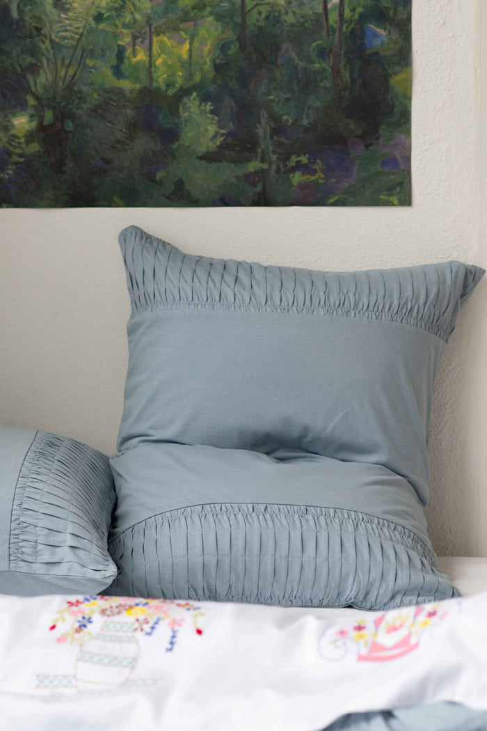 Chambray pillowcase set, blue decorative pillows