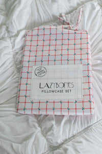Lazybones pillowcase set on white bedding - DSC4952