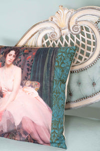 Pillow with woman in pink dress, DSC9520