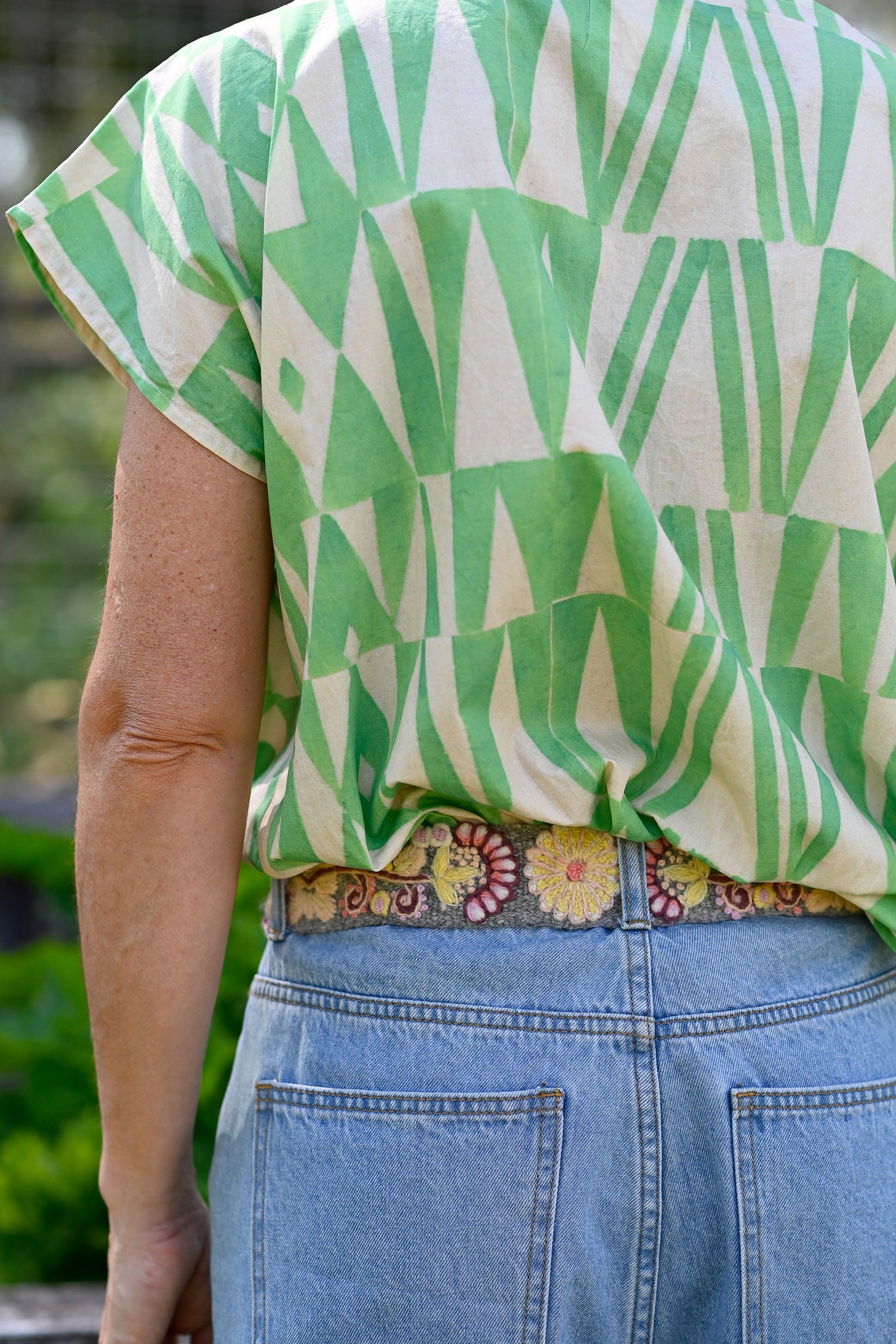 Heather Grey Floral Woven Wool Belt