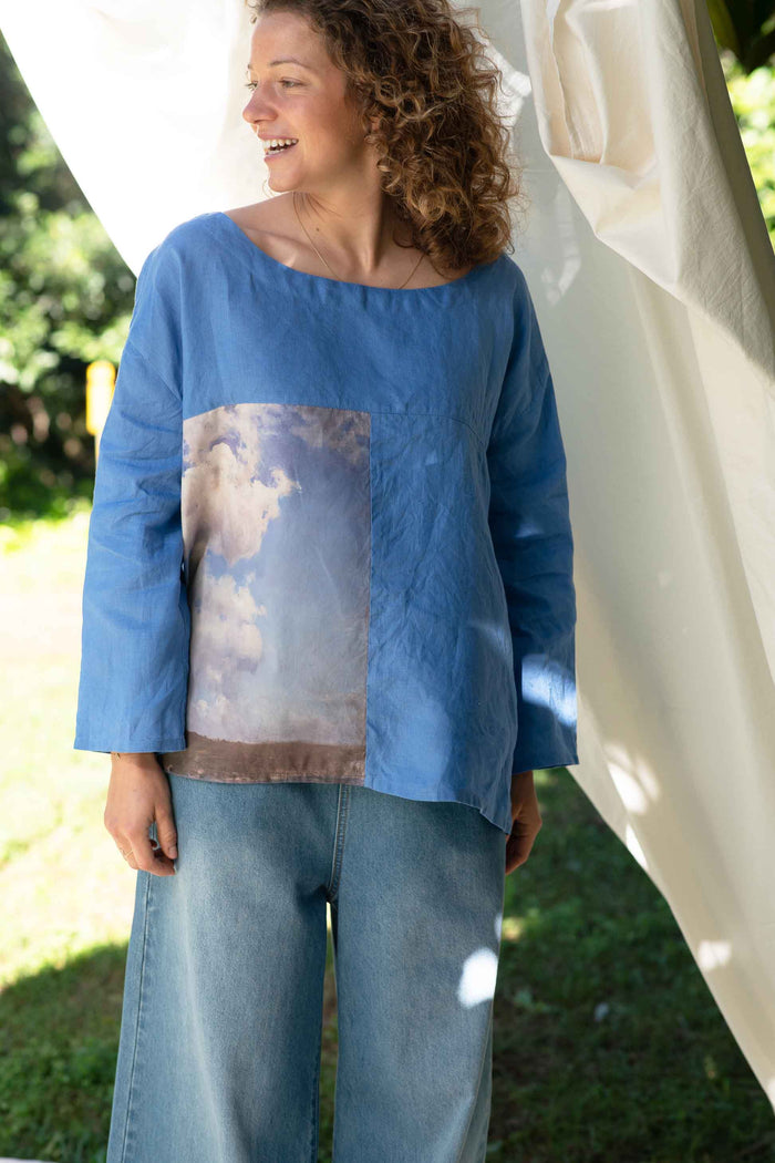 Fara Clouds Ollie Denim top with cloud detail