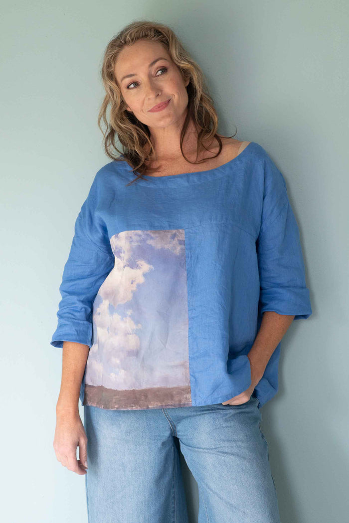 Fara Clouds Ollie Denim top on woman