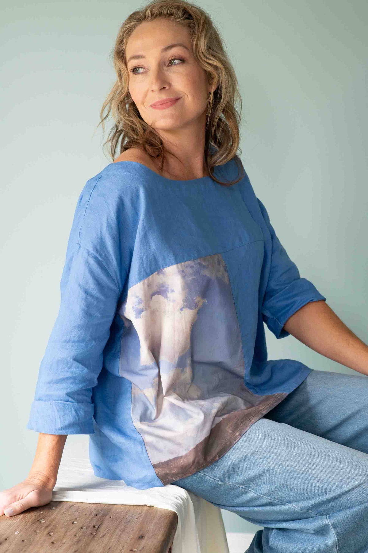 Fara Clouds Ollie Denim top on woman