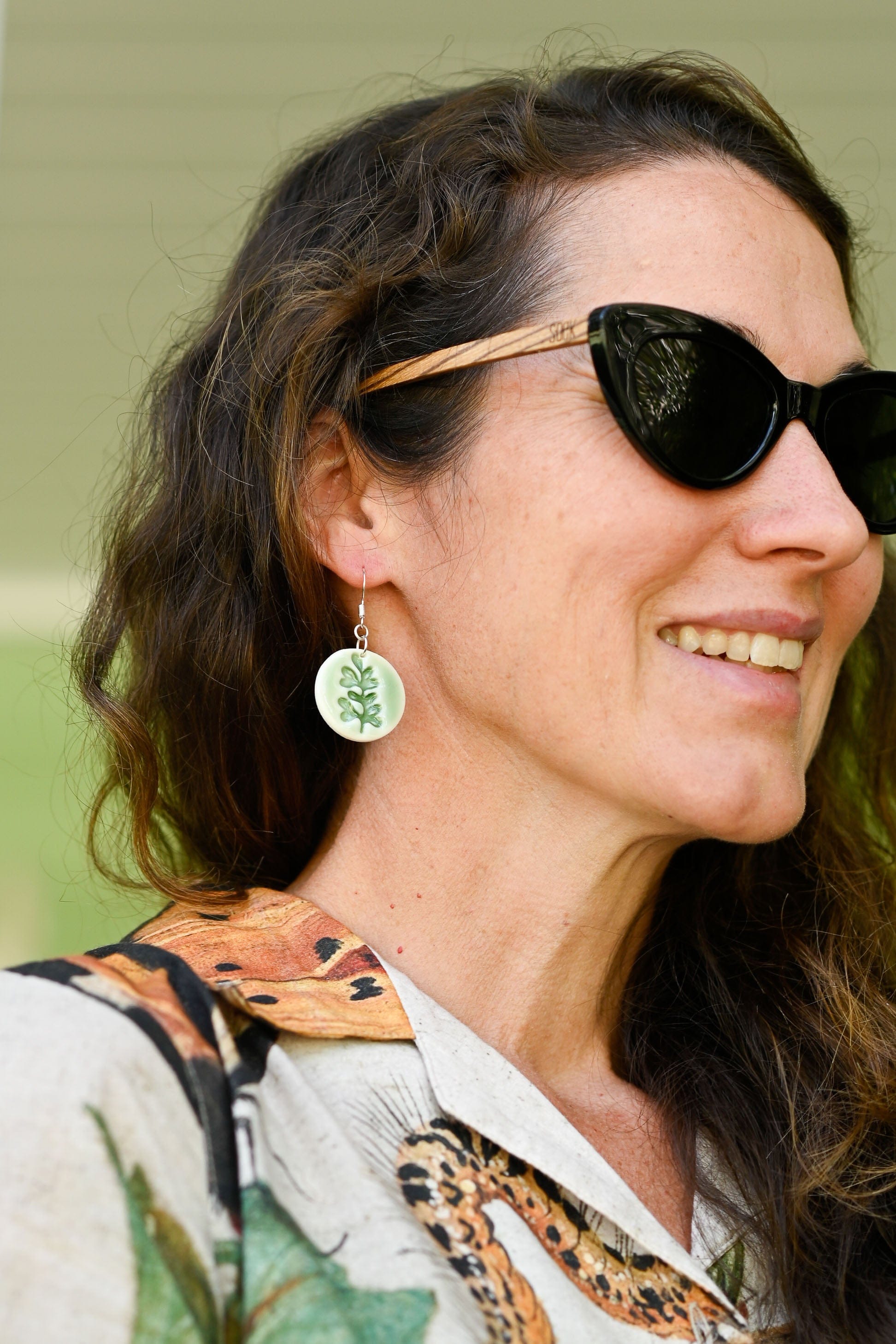 Bride Porcelain Earrings Green