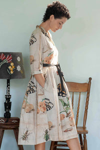 Gianna in insect print dress.