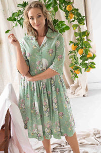Gianna Newlyn wearing floral dress with lemons.