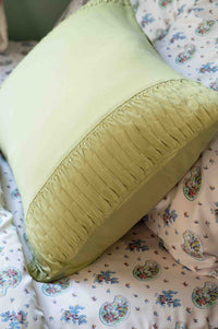 Green tea rosette pillowcase detail