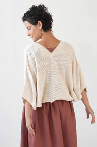 JillyShrugJaneCopper sweater in cream and rust skirt