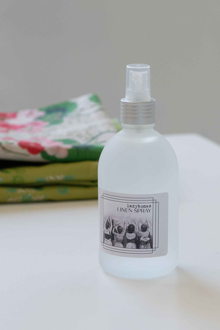 Linen spray bottle with folded fabric