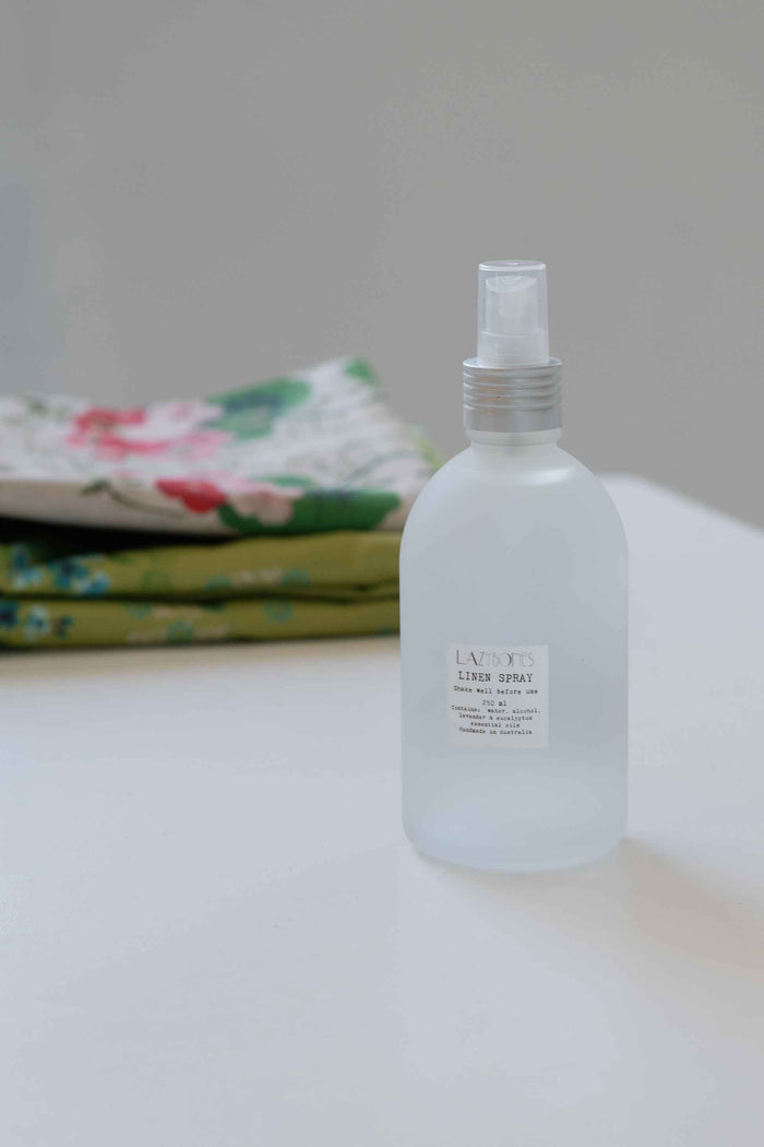 Linen spray bottle with floral fabric