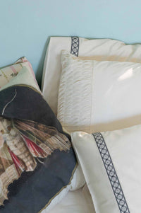 Moth La Belle Rosette natural cushion and sheets
