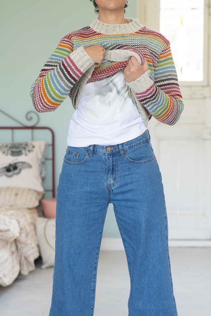 Woman in NicoJeans, Fanny Tee, and Palette Jumper