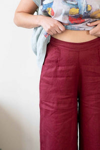 Woman in red Ollie pants, Peggy Still Life