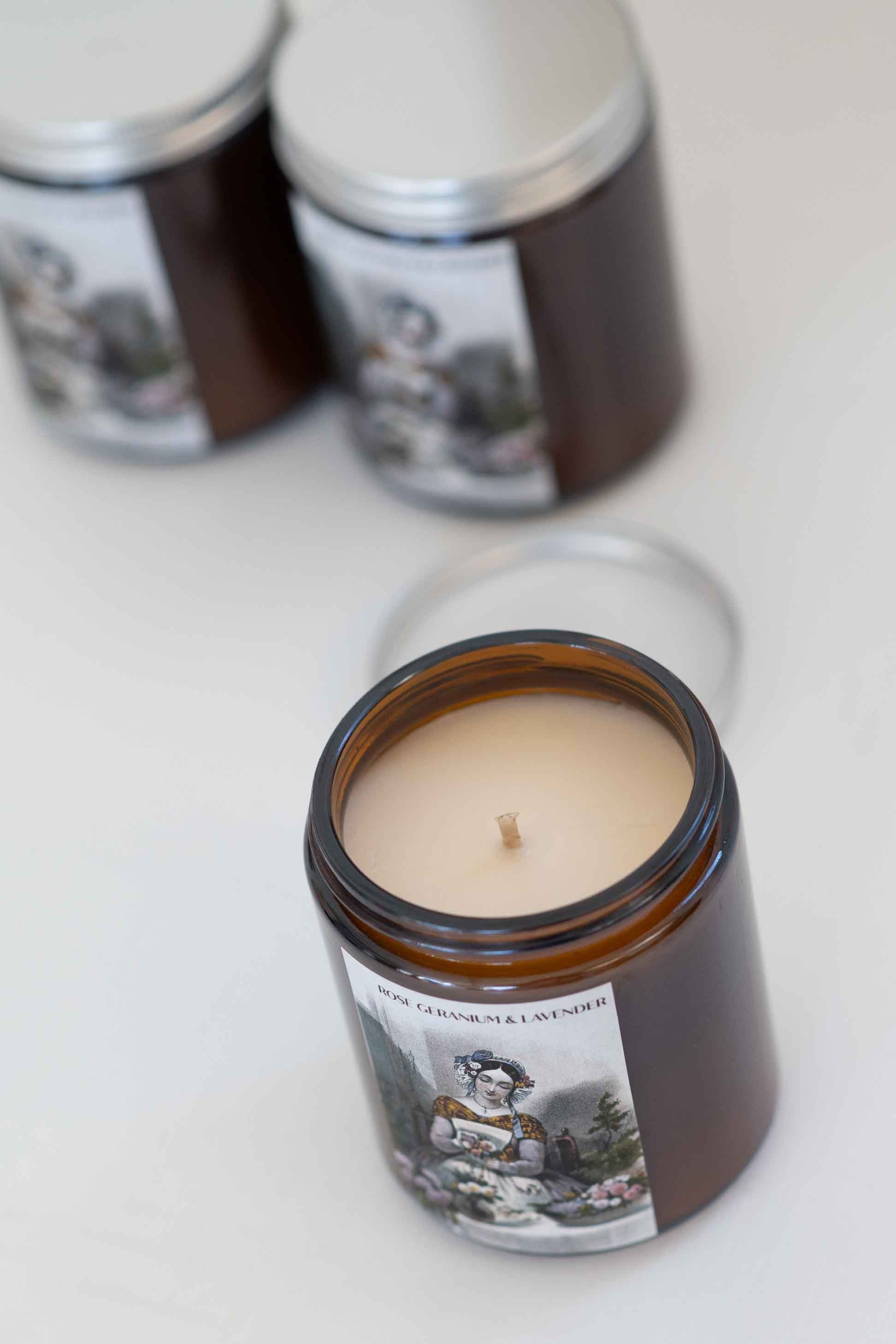 Rose Geranium Candle in Glass Jar