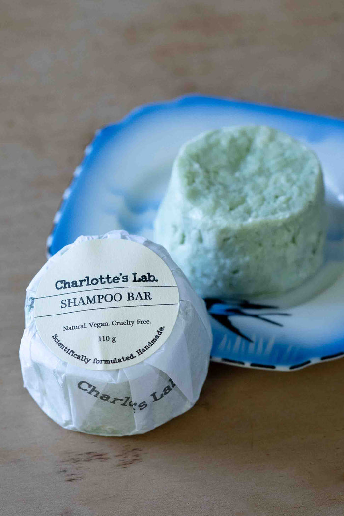 Charlotte's Lab Shampoo Bar on a plate