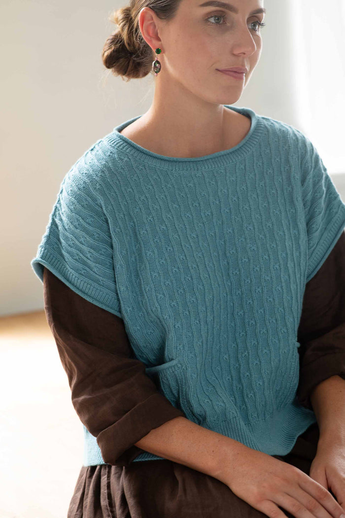 Eliza Chicory Sunday Vest in Marine blue