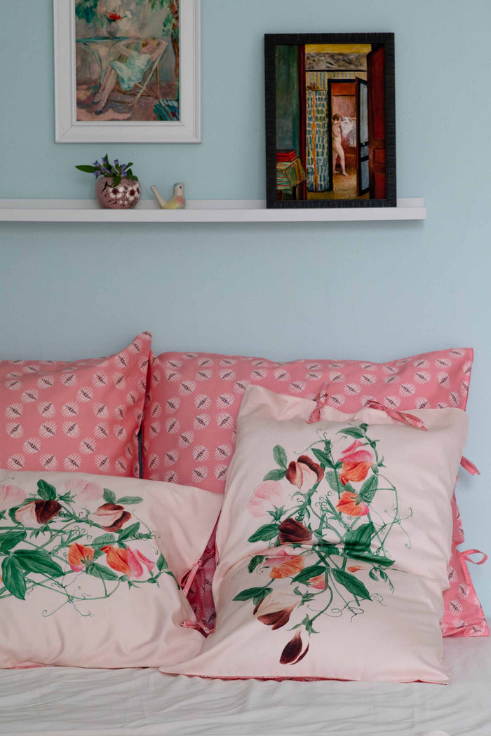Sweetpea Pillowcase Set on Bed