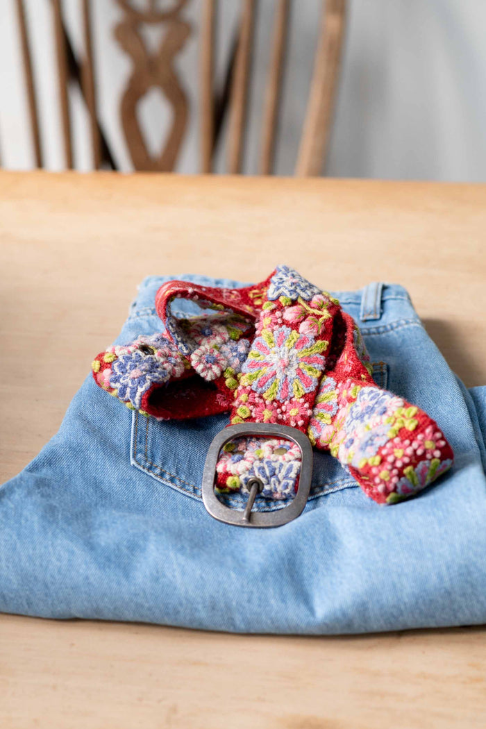 Teaberry Belt on Blue Jeans