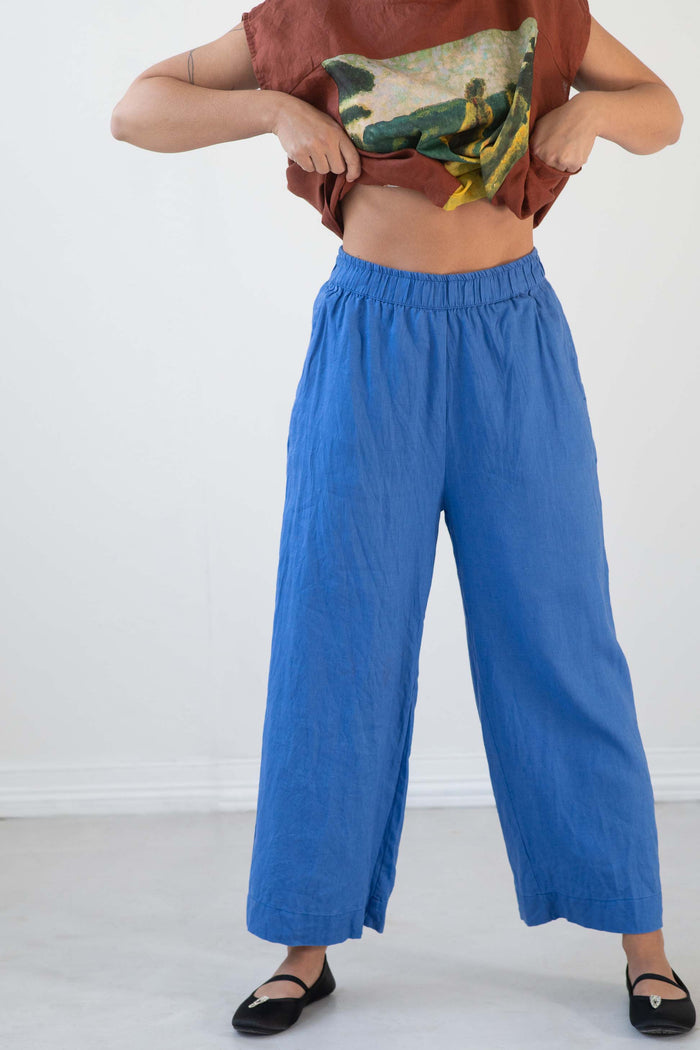 Tessa Lapis blue linen pants