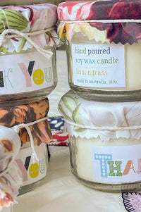 Thank You candles with lemongrass scent