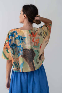 WrenGentianJaneLapis floral top and blue skirt