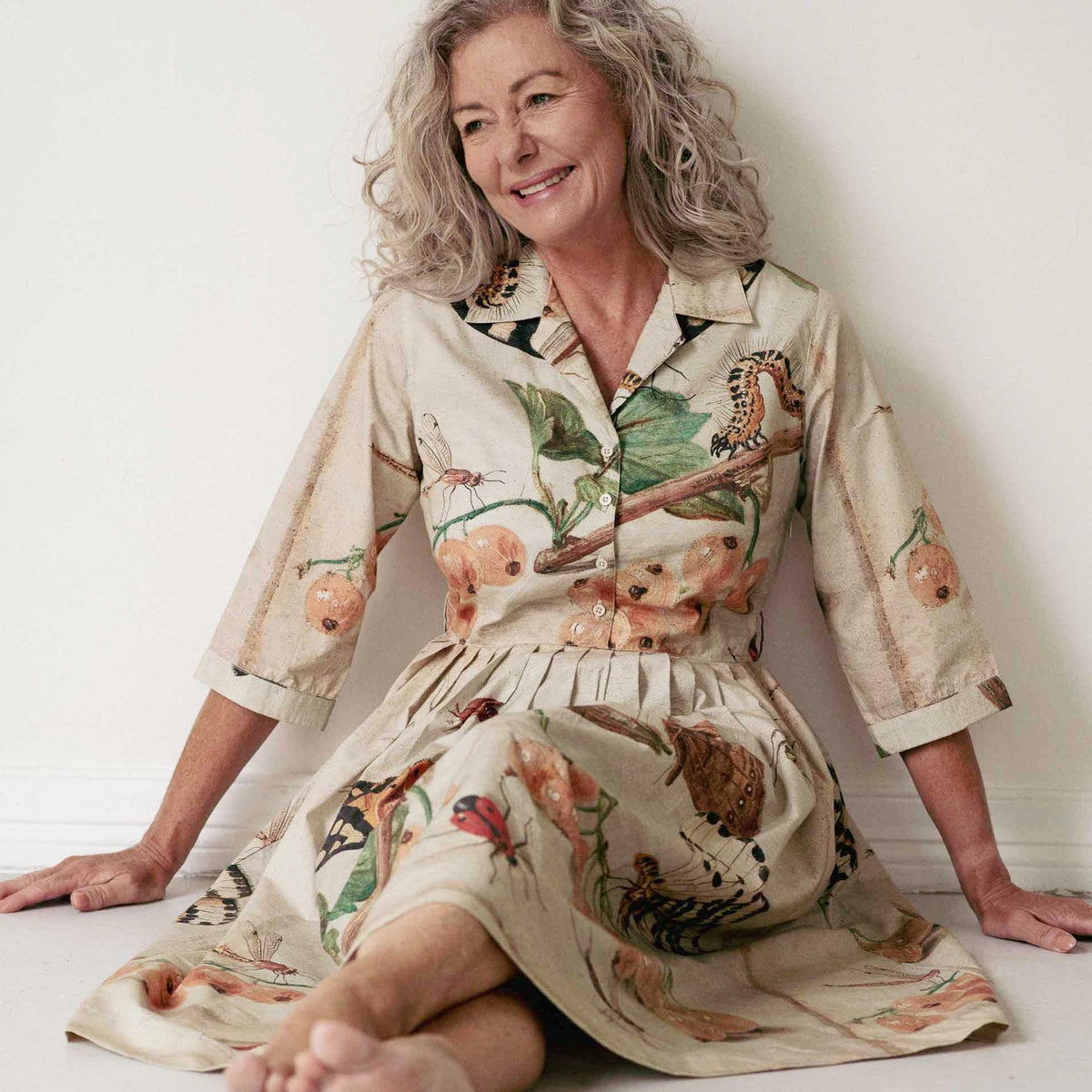 Gianna in insect-print dress