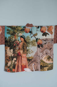 Kimono with garden scene