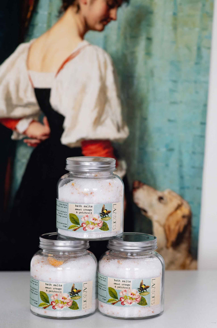 Sweet orange bath salts in jars