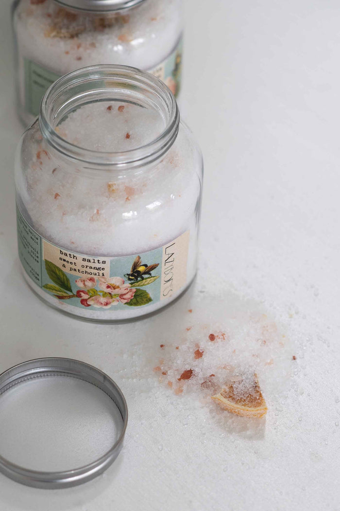 Sweet orange bath salts in a jar