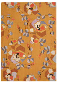 Abstract floral pattern on yellow background.