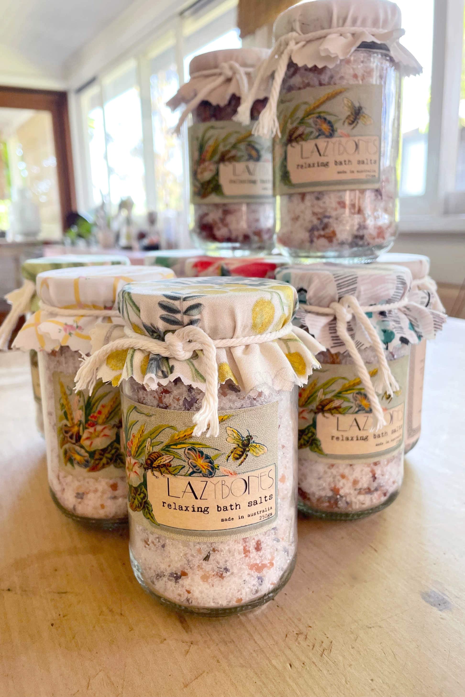 Lazybones Relaxing Bath Salts in Jars