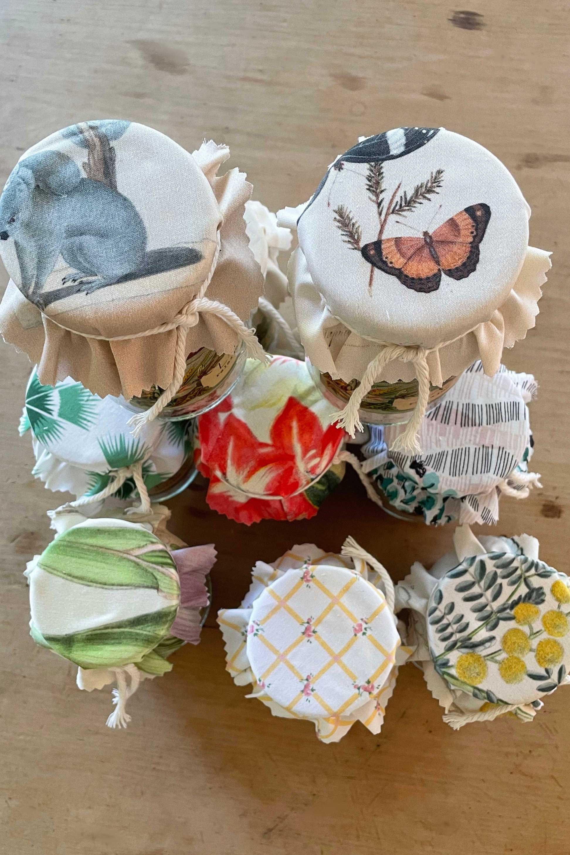 Bath Salts jars with decorative lids