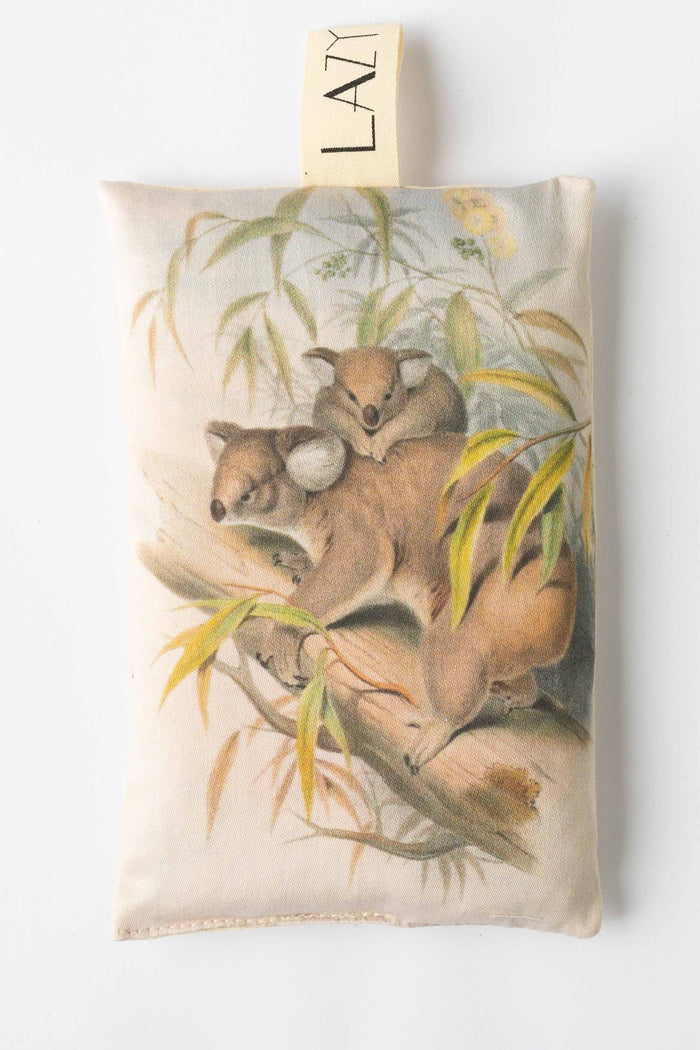 Koala scented sachet with koala illustration.
