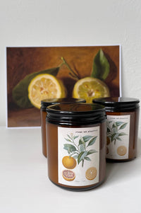 Orange Grapefruit Candle Jars with Citrus Art Print