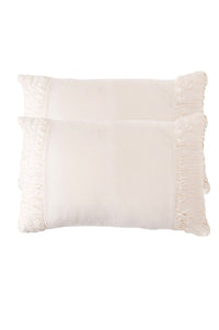 Natural pillowcase set with fringe detail