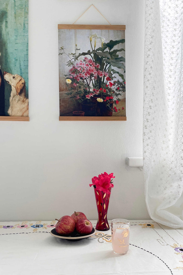 PuckArtPrints floral print with pink flowers and vase