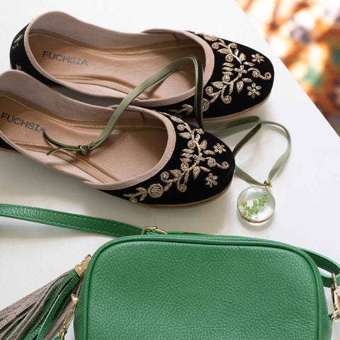 shoes pendant and leather bag