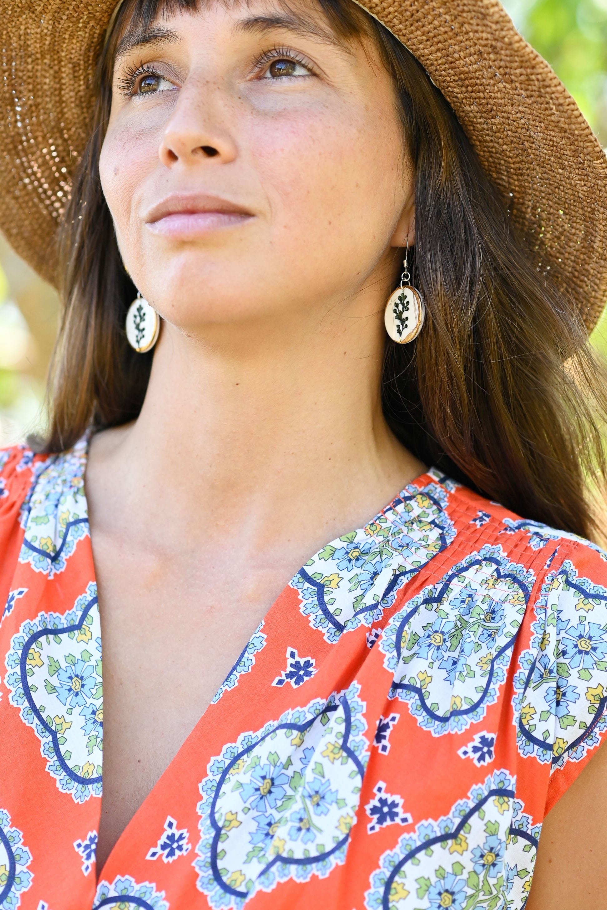 Botanical Porcelain Earrings Red Floral